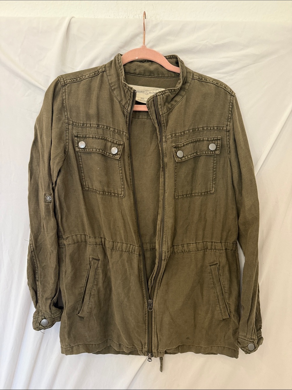 Treasure & Bond Military green jacket light weight zip size xxSmall